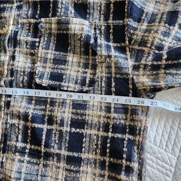 Blue buttercup oversized distress allover blue thunder sky shacket shirt - Picture 10 of 14